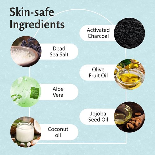 Exfoliating Charcoal Scrub with Collagen & Stem Cells – Salt Scrub for Body Toning, Cellulite, Armpit Detox, and Skin Smoothing for Face, Feet, and Body by M3