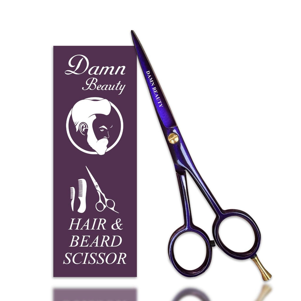 5.5" Professional Hair and Beard Scissor For Men & Women German Shears Use for Facial Hair, Trimming, Grooming, Cutting, and Styling of Beard (Purple)