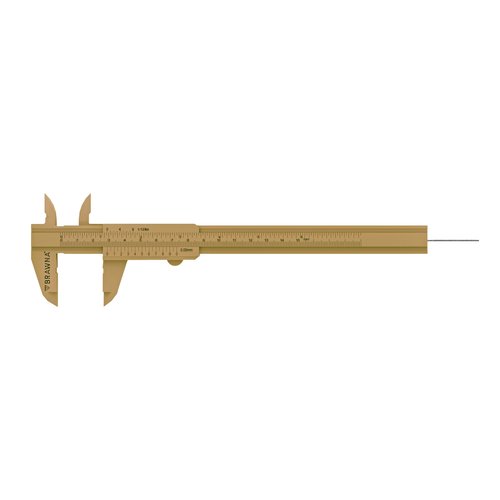 BRAWNA Brow Pro Measuring Tool - Double Scale Eyebrow Ruler for Microblading, Brow & Makeup Artists - Eyebrow Caliper Ruler Plastic- Gold