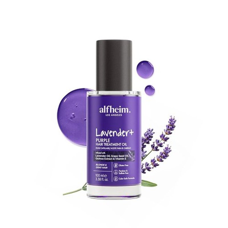 ALFHEIM Lavender+ Purple Hair Oil | Anti-Brass & Frizz Control Serum for Blonde & Color-Treated Hair – 3.38 oz / 100 ml