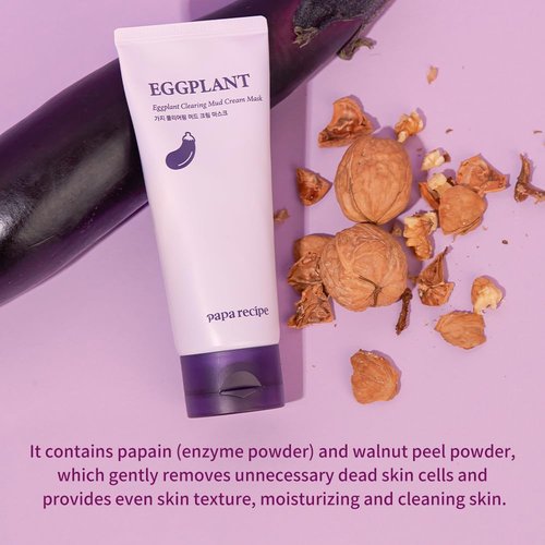 Papa Recipe Eggplant Clearing Mud Cream Mask - Deep Pore Purifying & Hydrating | Gentle Exfoliating Clay Mask for Sensitive Skin