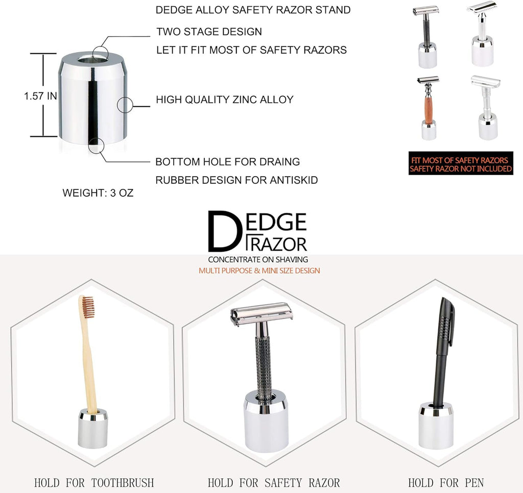 DEDGE Safety Razor Alloy Stand-Razor Holder Stand-Double Edge Safety Razor Stand-Shaver Holder For Bathroom Accessory-Opening dimension is 1.7cm/0.67"