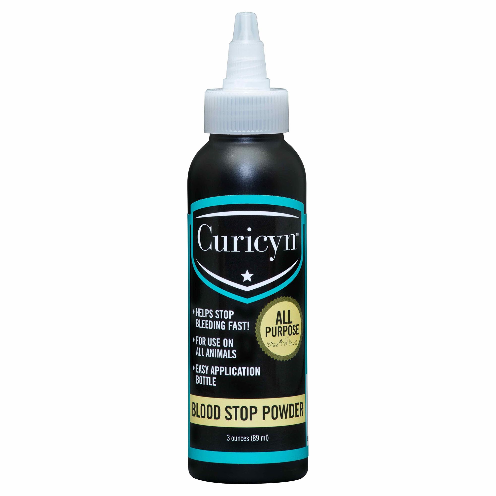 Curicyn Blood Stop Powder (3 oz) - Quick Stop Bleeding for Dogs, Cats, Pigs, Horses and Pets – Styptic Powder for Dogs Nails and Minor to Severe External Wounds