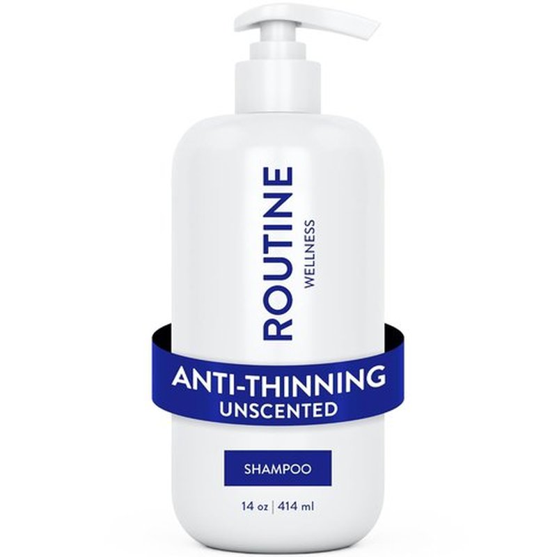 Routine Wellness Anti-Thinning Shampoo - Biotin DHT Blocker for Men & Women - Color Safe & Unscented - 14oz