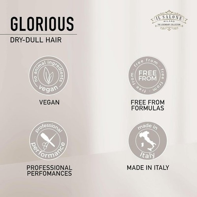 Il Salone Milano Professional Glorious Mask - Hydrating Hair Mask for Dry Hair - Increases Nourishment & Combability with Chestnut Extract & Rice Extract - Salon-Quality Hair Care (17.1 oz / 500 ml)