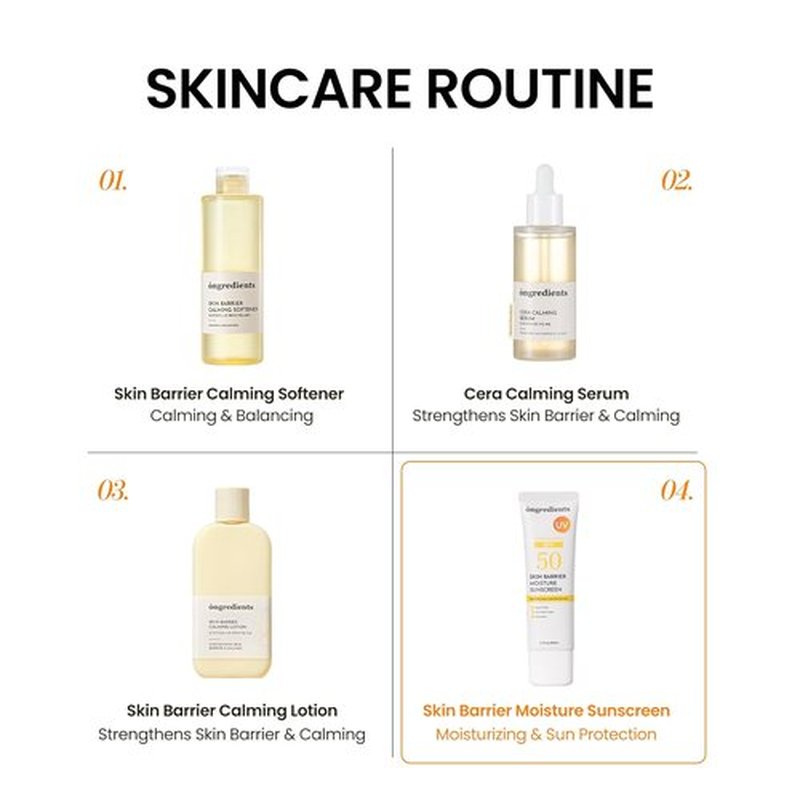 ONGREDIENTS Skin Barrier Moisture Sunscreen SPF 50 - Hydrating, Non-Sticky, Glowy Finish | 1.7 fl. oz.
