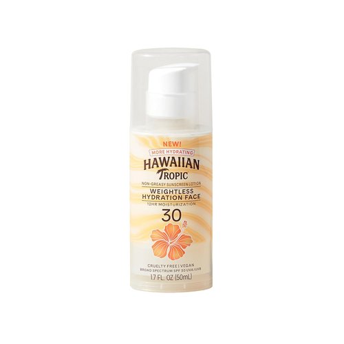 Hawaiian Tropic Weightless Hydration Lotion Sunscreen SPF 30 - Travel Size 1.7oz | Essential Sun Protection for Face
