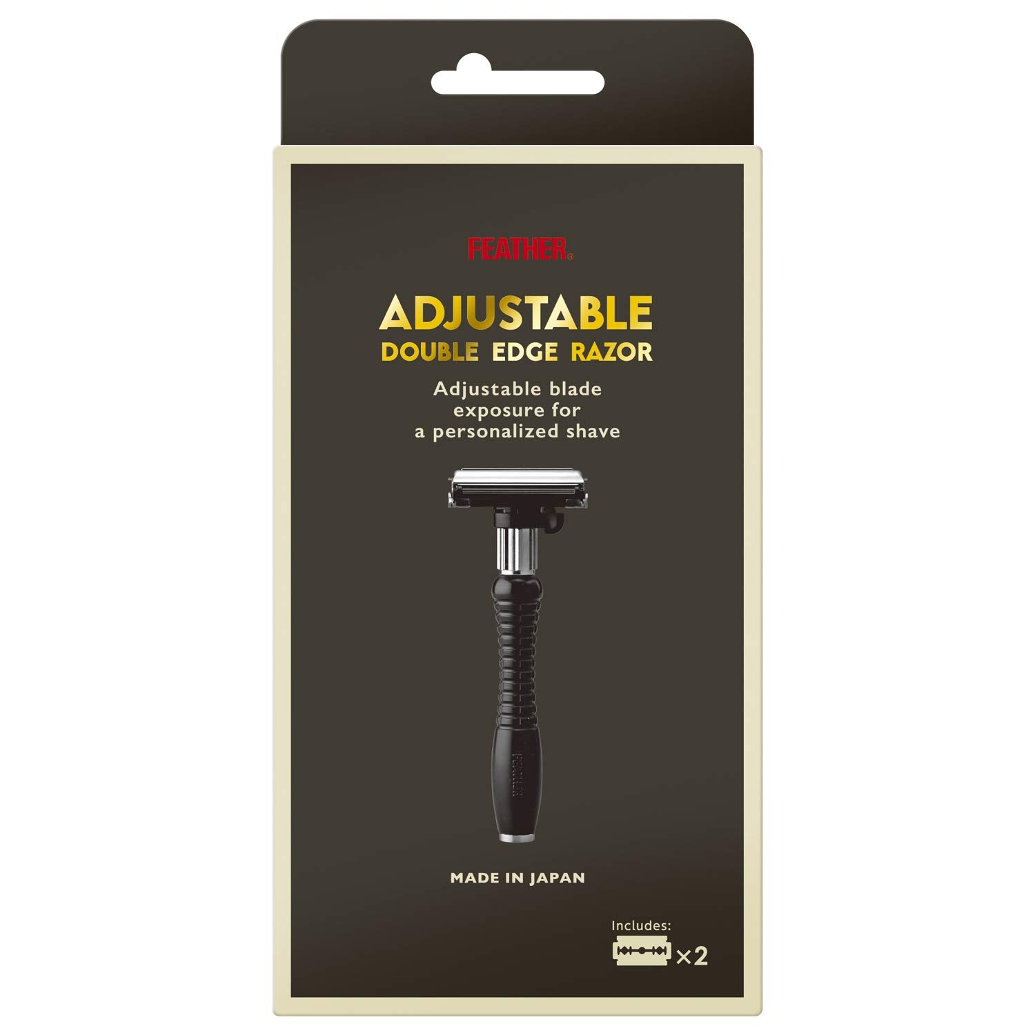 Feather Adjustable Double-Edge Safety Stainless Steel Razor - Men's Shaving Tool with 2 Shave Settings and Butterfly Opening - Double Edge Blades for Barbers & Beard Grooming - Made in Japan