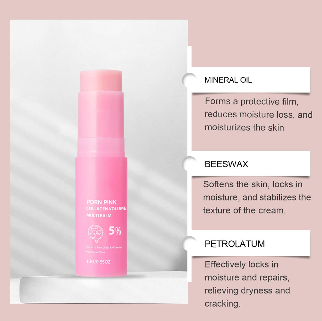 VOKOZK Gloura PDRN Pink Collagen Volume Multi Balm, PDRN Collagen Volufiline Stick, Volumizing Hydrating Firming Smooth, Gentle Enough for Face Eyes, Lips, Neck & More (2PC)
