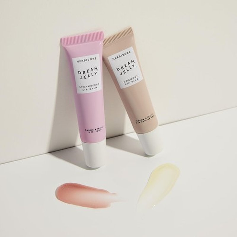 HERBIVORE Gloss & Glow Hydrating Lip Duo | For All Ages, Includes Dream Jelly Strawberry and Coconut Lip Balms - Plant-based, Vegan, Cruelty-Free