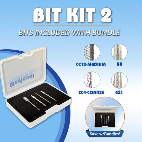 Medicool Turbo File II 30,000 RPM Lightweight Quiet No Vibration with Trimming Shaping Cuticle Bit Kit 2 | TURBOFLEII+FBK2