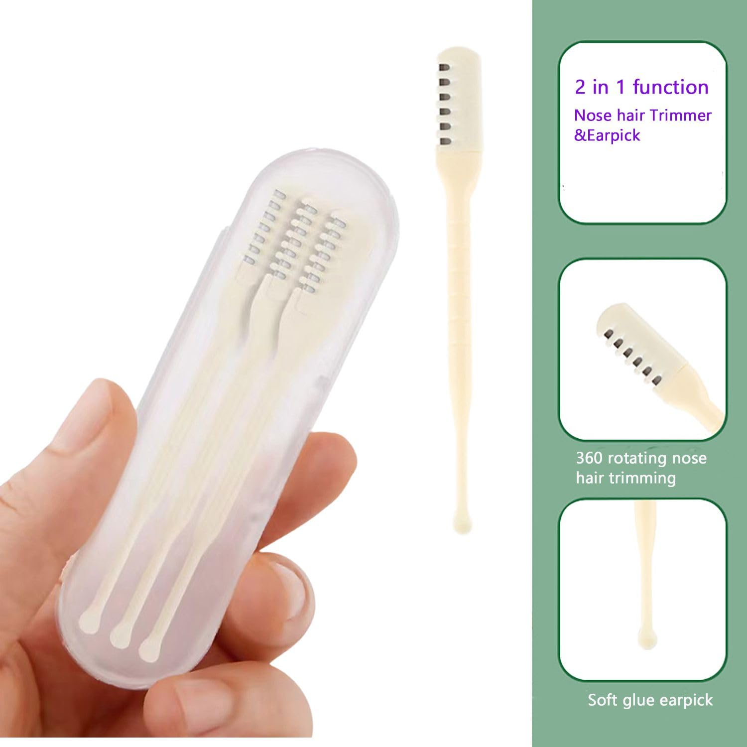 Synsoklip Manual Nose Hair Trimmer for Man & Woman,Trimmer for Nose Hair,Waterproof,Stainless Steel with Brush,Nasal Clippers (Yellow, 3 Pcs)