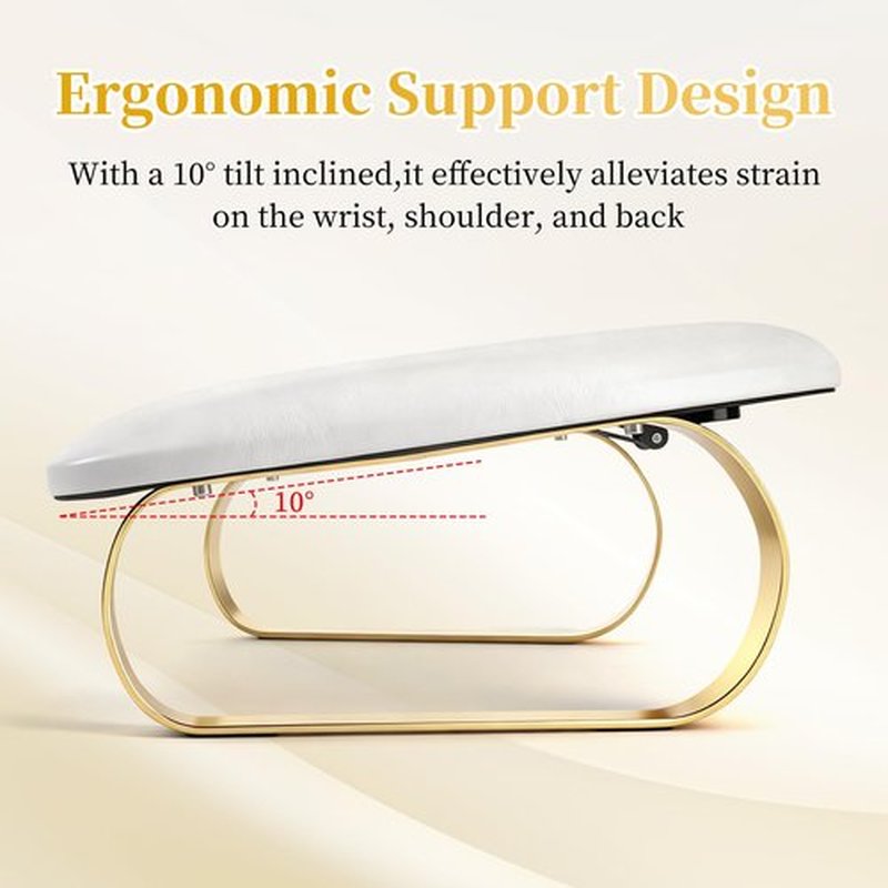 Arm Rest for Nails Tech with Rotating Phone Holder, U-Shaped 10° Inclined Nail Arm Rest Pillow Cushion, Manicure Hand Rest Pad for Salon, Nail Tech School and Home DIY (White)