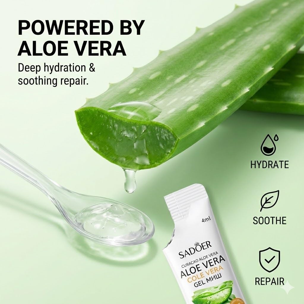 Aloe Vera Travel & After-Sun Recovery Gel Sachets - 20-Pack,face gel mask