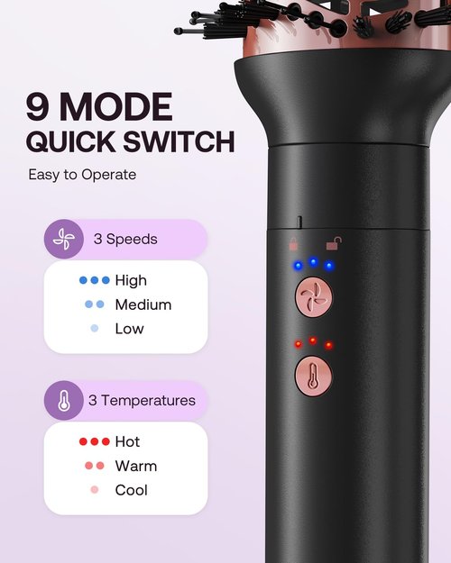 5-in-1 Hot Air Styler Wrap, High-Speed Hair Dryer Brush Blow Dryer with 2 Auto Wrap Curlers for Curling, Straightening, Volumizing, Fast Drying & Frizz-Free Styling for All Hair Types