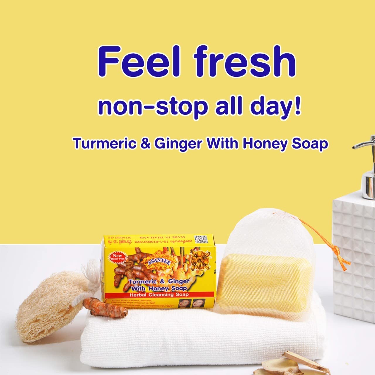 ASANTEE Turmeric & Ginger With Honey Cleansing Soap (Pack of 1)