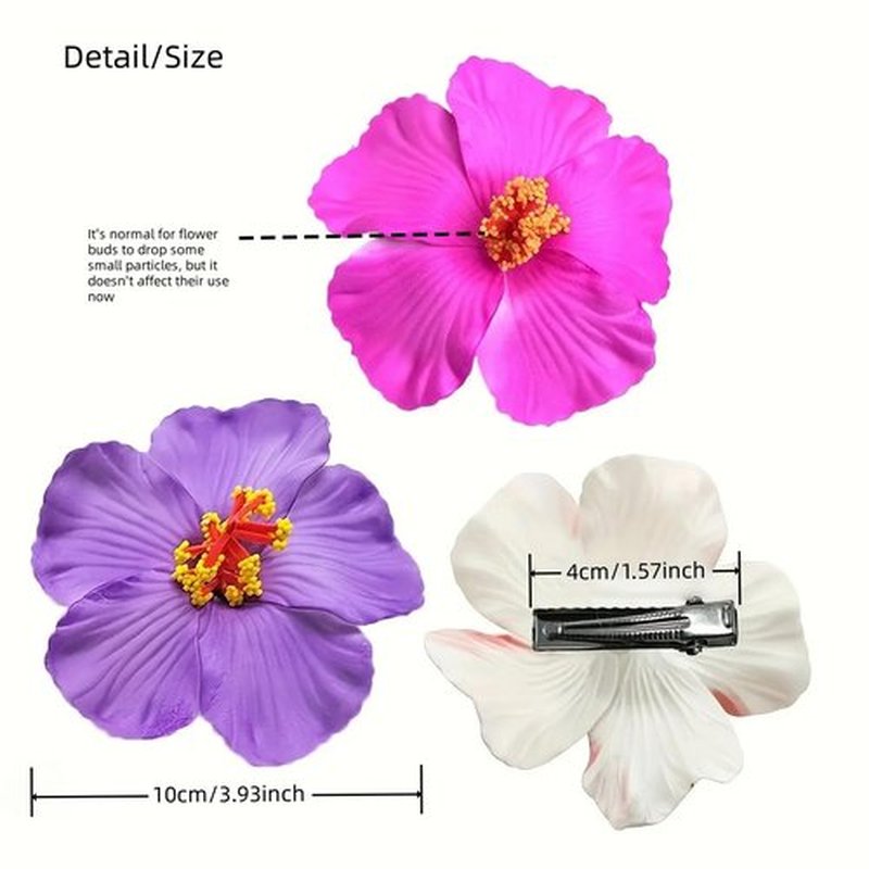 8pcs Hawaiian Flower Hair Clips for Women Fake hair clip for thin thick hair Clips for Wedding Bridal Beach Party (8pcs Vacation style)