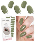JMEOWIO Gel Nail Stickers Cream Green Gray Semi Cured Gel Nail Strips Wraps UV/LED Nails Art Design Decoration Accessories
