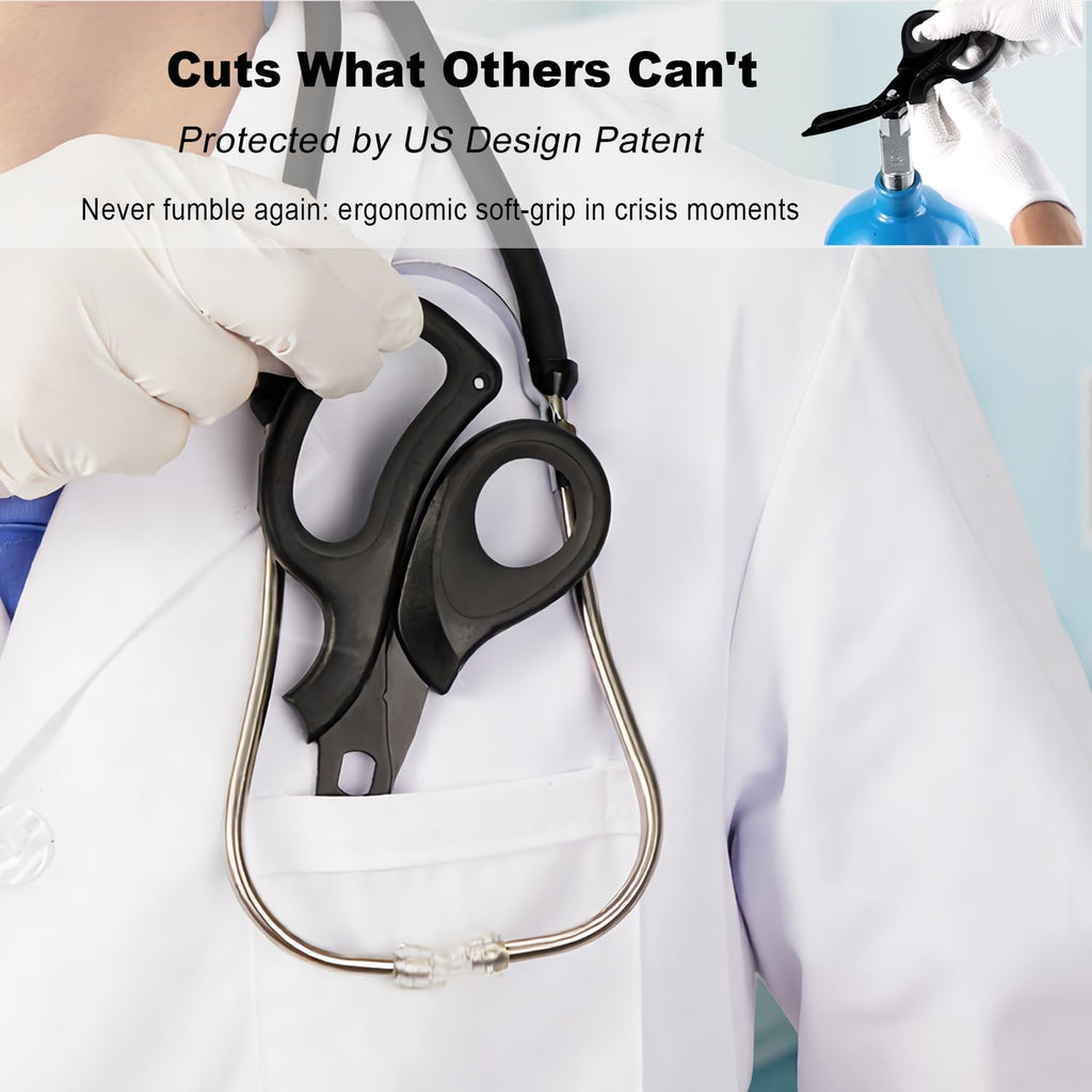 MEUUT 2 Pack Medical Scissors Trauma Shears for Left and Right Hand -Patented Bandage Scissors All Purpose with Non-Stick Blades, Surgical Grade Shears Stainless Steel EMT Scissors for Nurses EMT