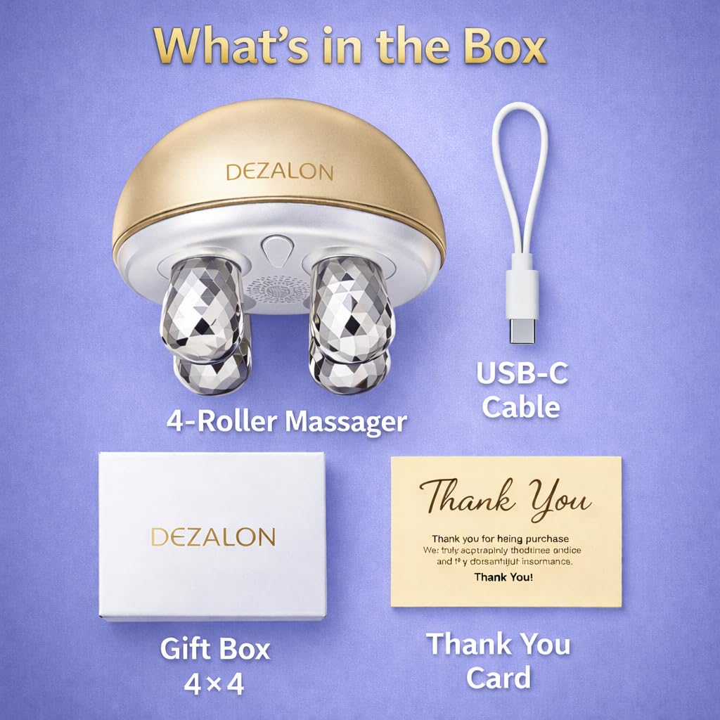 DEZALON Face Massager Tool, Eye & Neck Massager, Face Roller, Gold