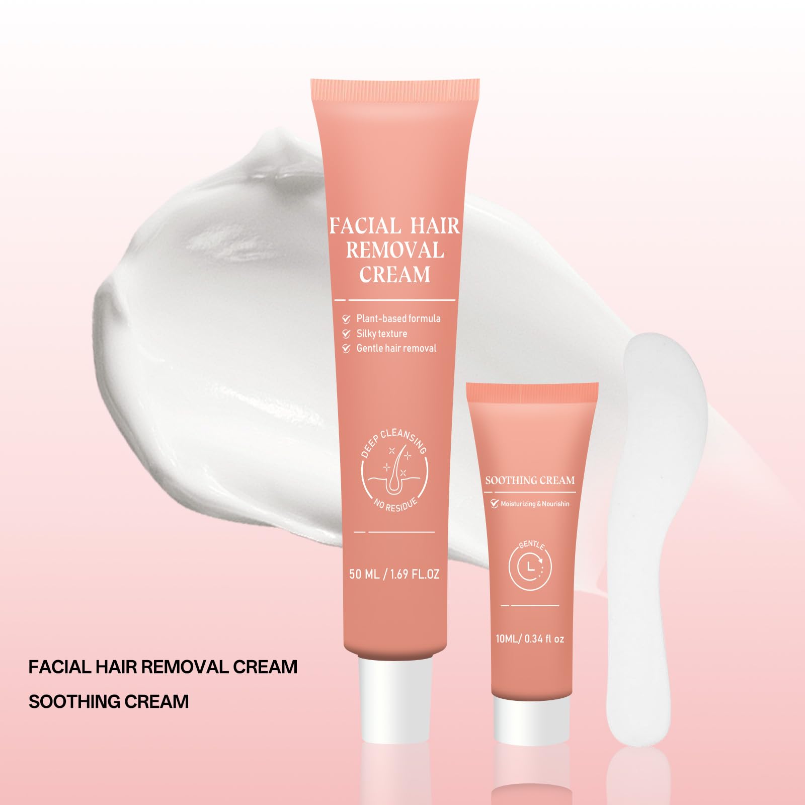 Women Facial Hair Removal Cream for Face Sensitive Skin, Painless Facial Depilatory Cream for Face, Flawless Unwanted Chin Upper Lip Hair Remover, At Home Pubic Hair Removal
