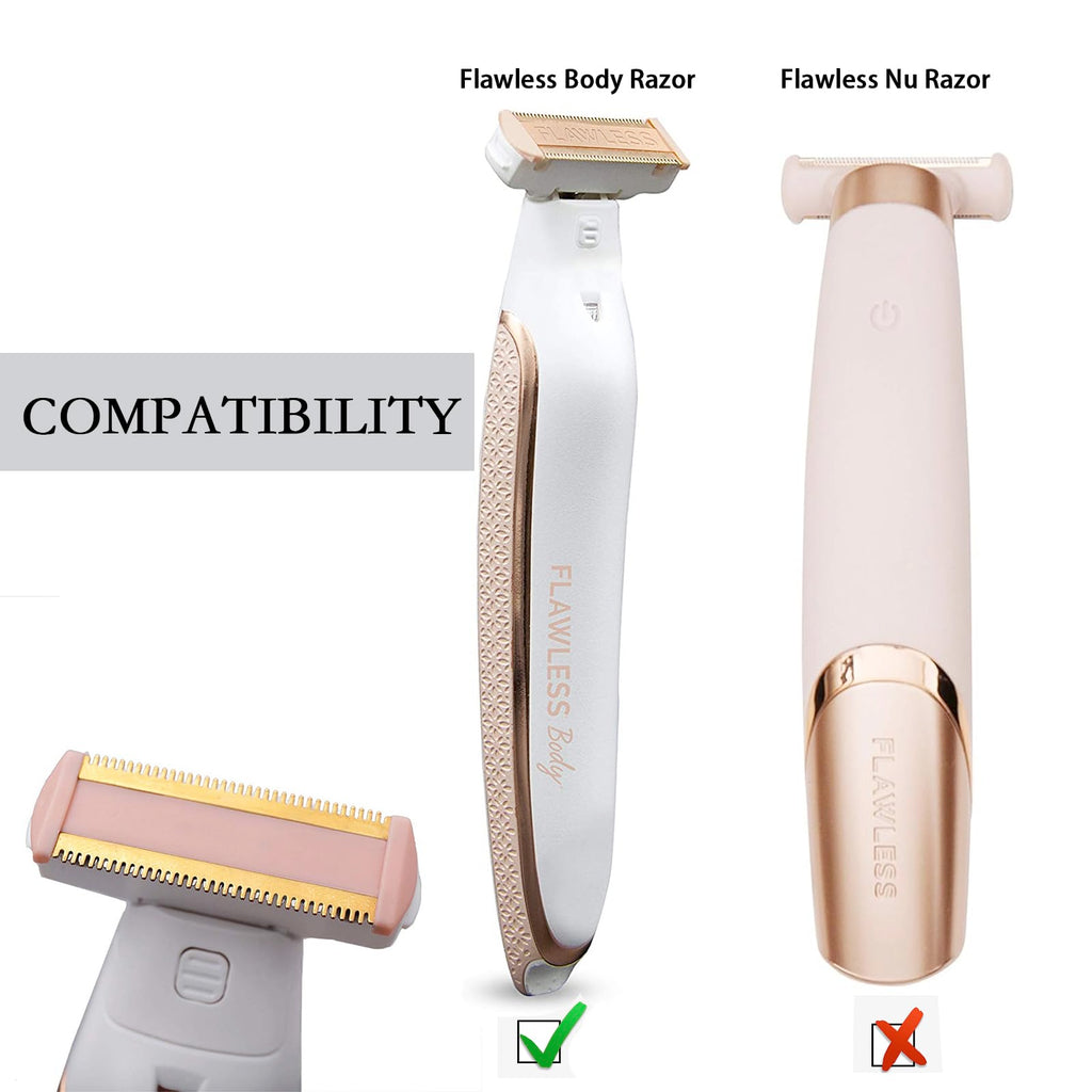 4PCS LinMei Razor Replacement Heads Compatible for Finishing Touch Flawless Body Rechargeable Ladies Shaver and Trimmer with 2 Cleaning Brush