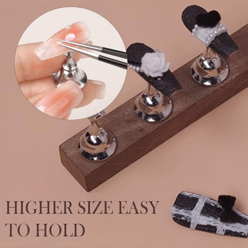 Riadyet 2-Pack Super Magnetic Nail Holders – Wearable Nail Bases & Nail Display Stands for Nail Art Painting (Gold)