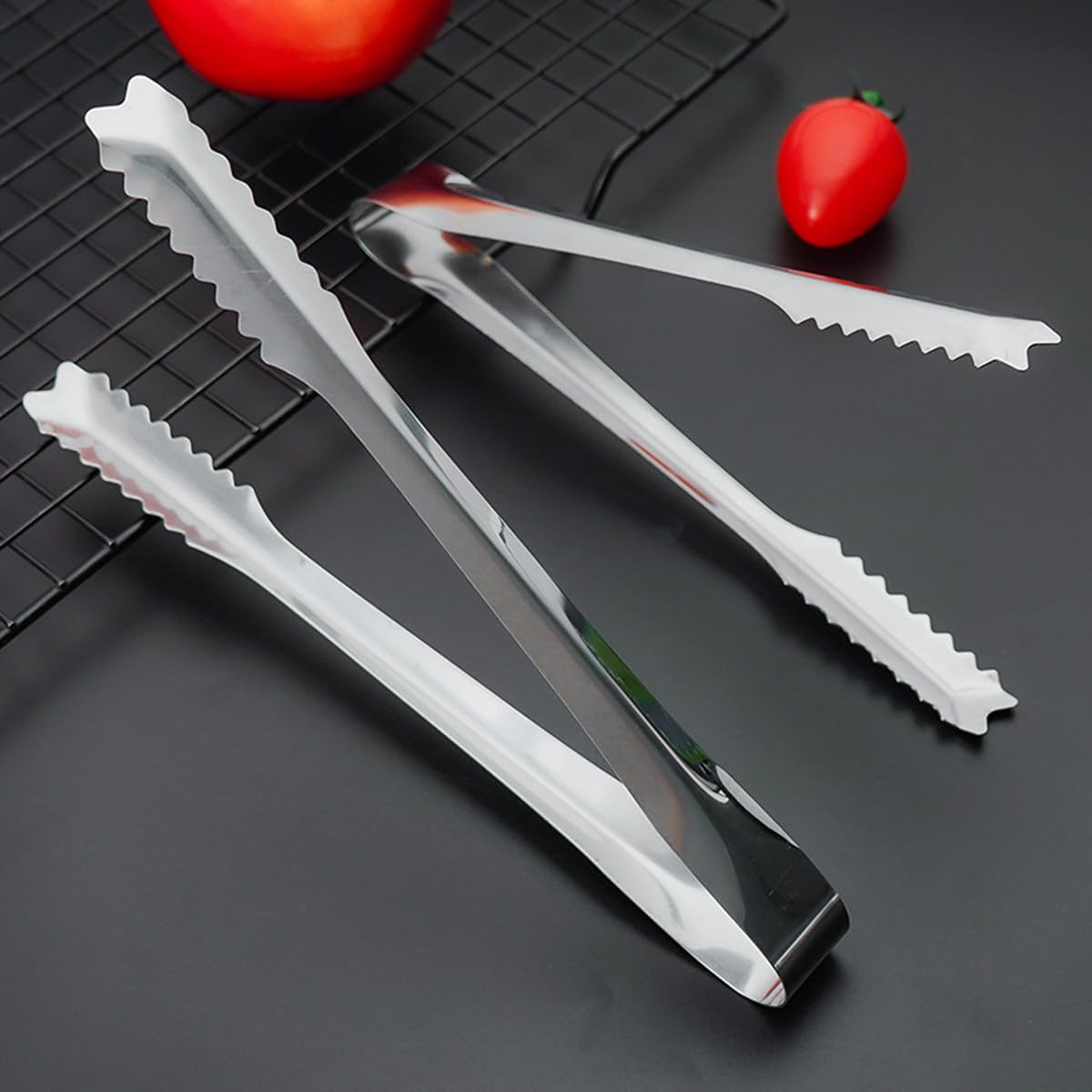 Helonge 2 Pcs 304 Stainless Steel Ice Tongs, 6 inches Ice Tube Tongs for Ice Bucket Ice Sugar Cubes Coffee Bar Food Serving etc