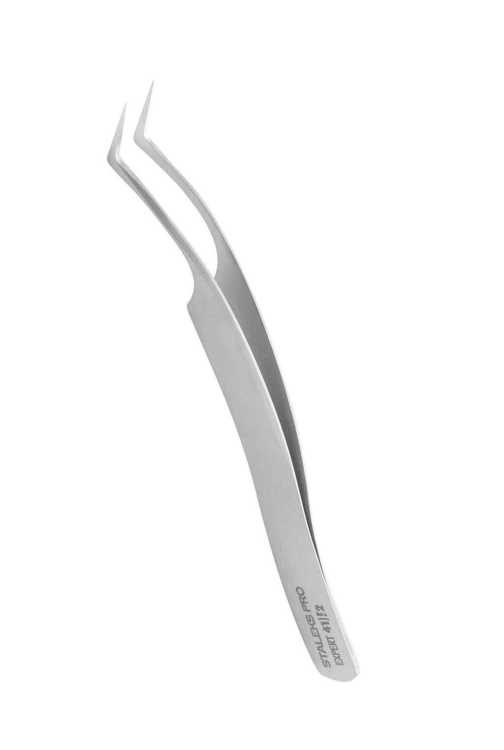 STALEKS PRO Expert 41 Type 2 Professional Eyelash Tweezers (L-Shaped 40°) – Stainless Steel for 2D-8D Volume Lash Extensions & Enhanced Visibility