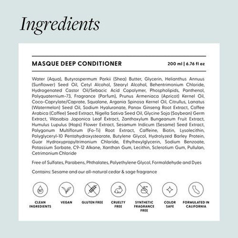 Arey Masque Deep Conditioner - Deep Hydration for Medium to Coarse Hair | Reduces Breakage & Tames Frizz | Vegan, 6.76 Fl Oz