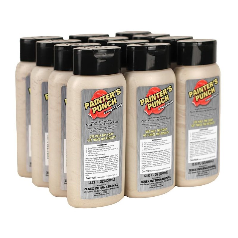 Zenex Painters Punch Hand Cleaner - Industrial Strength Solvent-Free Paint Removing Soap with Walnut Scrubbers | Moisturizes Skin | Removes Paint, Lacquers, Enamels, Primers & More | 400 ml (1 Count)