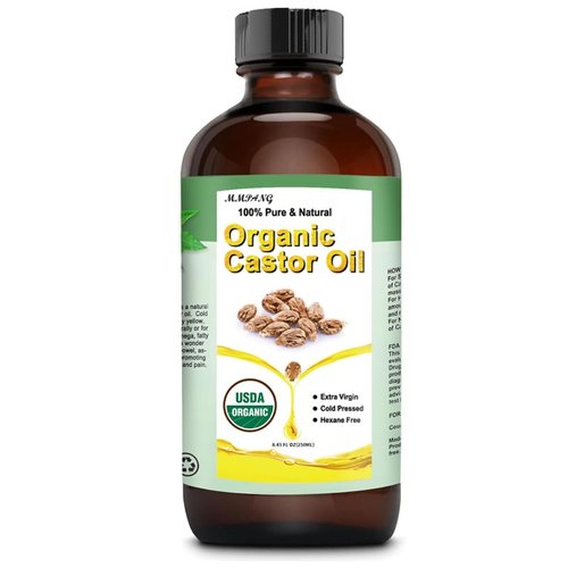 MMPANG Organic Castor Oil for Hair Body Lashes Brow,USDA Certified 100% Pure Natural Glass Bottle, Cold Pressed, Hexane Free. Castor Oil for Hair Growth, Thicker Fuller Brows, 8.45oz