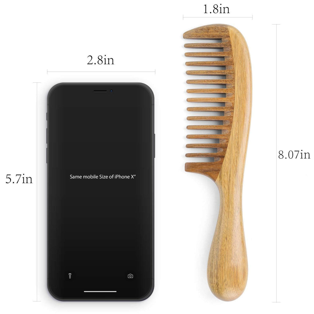 Onedor Handmade Sandalwood Hair Combs Set - Anti-Static Scented Wooden Wide Tooth and Fine Tooth Combs for Natural Hair Detangling