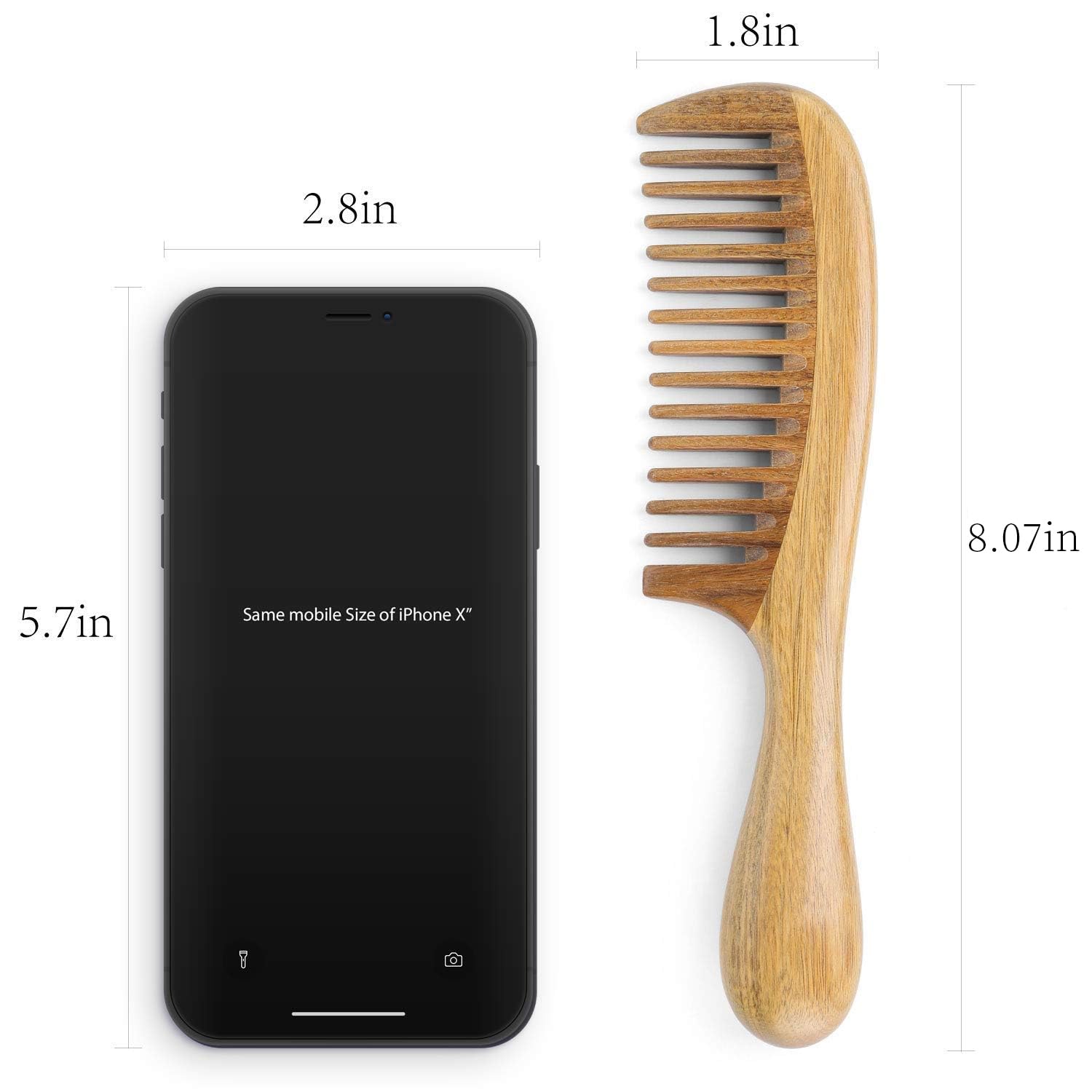 Onedor Handmade Sandalwood Hair Combs Set - Anti-Static Scented Wooden Wide Tooth and Fine Tooth Combs for Natural Hair Detangling