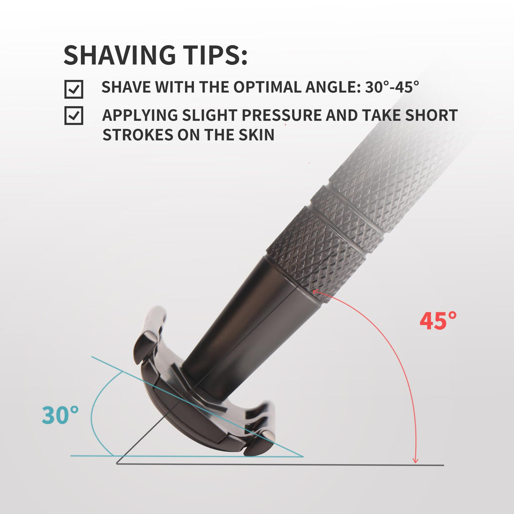 Gearhub Double Edge Safety Razor Reusable Stainless Metal Wet Shaving Razor with 10 Swedish Platinum Blades for Men Women Barber Bikini Armpit Hair, Matte Black GRB2D