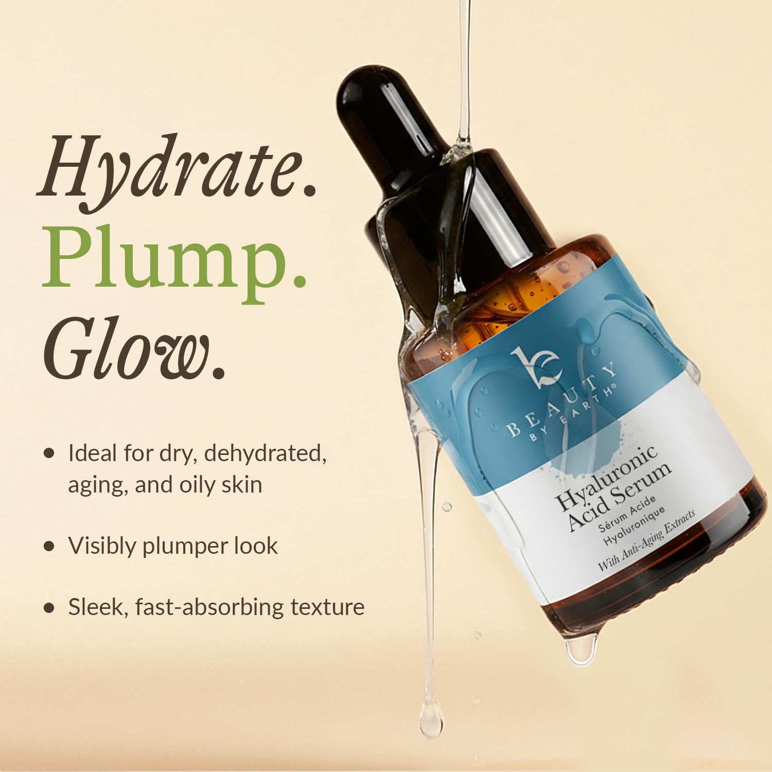Hyaluronic Acid Serum for Face - USA Made with Natural & Organic Ingredients, Hydrating Anti Aging Face Serum, Softens and Smoothes Dry & Sensitive Skin, Fragrance Free Day & Night Facial Serum