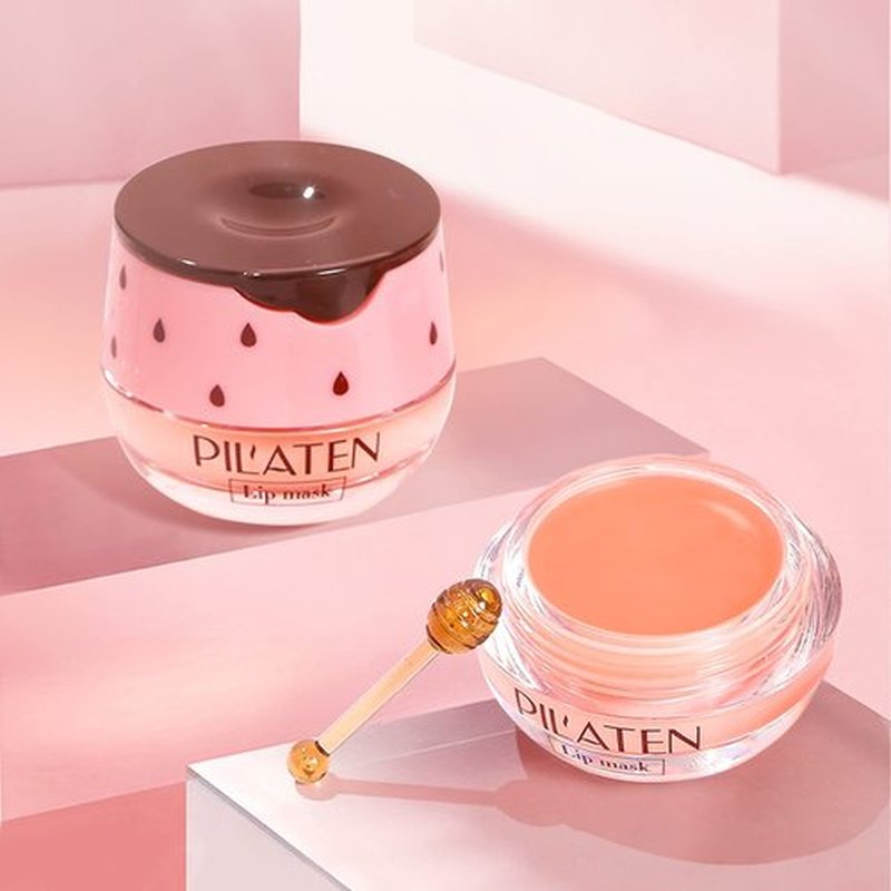 Bee Lip Balm Honey Pot, 4 Pack Honey & Strawberry Lip Mask Propolis Lip Mask Moisturizing Hydrating Prevention Dry and Cracked Lip Scrubs Exfoliator (2 Honey+2 Strawberry) (D#)