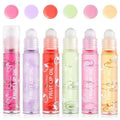 Pakivs 6PCS Roll-On Lip Oil Set,Fruit Flavored Lip Gloss Set,Long Lasting Moisturizing Lip Balm,Transparent Lip Gloss Glossy Lip Make-up,Best Gift