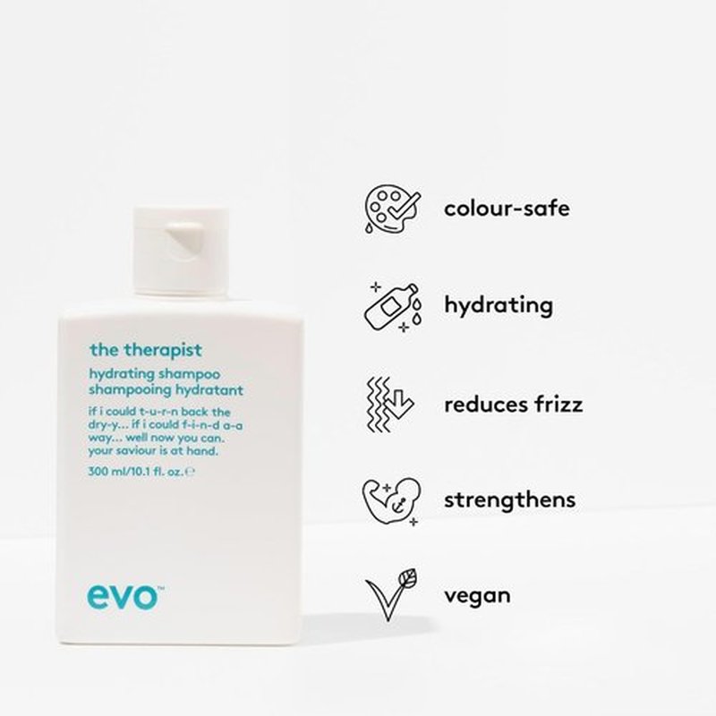 EVO The Therapist Hydrating Shampoo - Hydrates & Strengthens Color-Treated Hair - Improves Shine & Detangles
