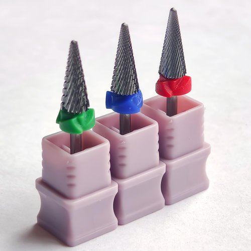 Tapered Nib Nail Drill Bit 3/32" Cross Cut, Safety Tungsten Carbide Cone Bit for Cuticle Cleaning, Dead Skin Removal, Gel Polish Removal, Two-Way Rotation E-File Bit for Manicure & Pedicure, Medium