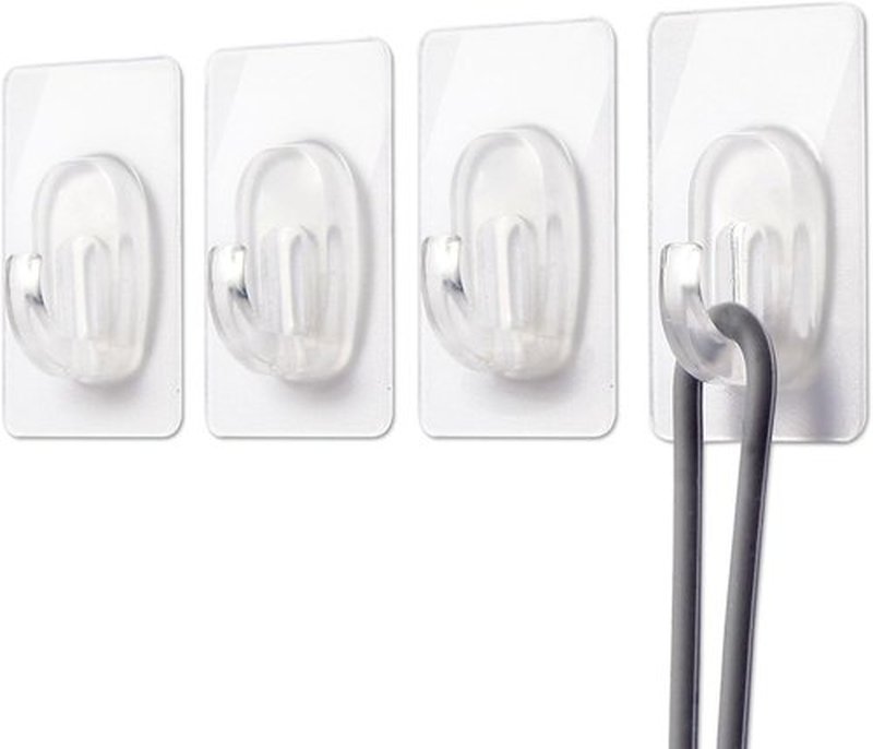 Skiennix 27 Pack Small Adhesive Wall Hooks - Clear Mini Hooks for Damage-Free Hanging Decor & Cables
