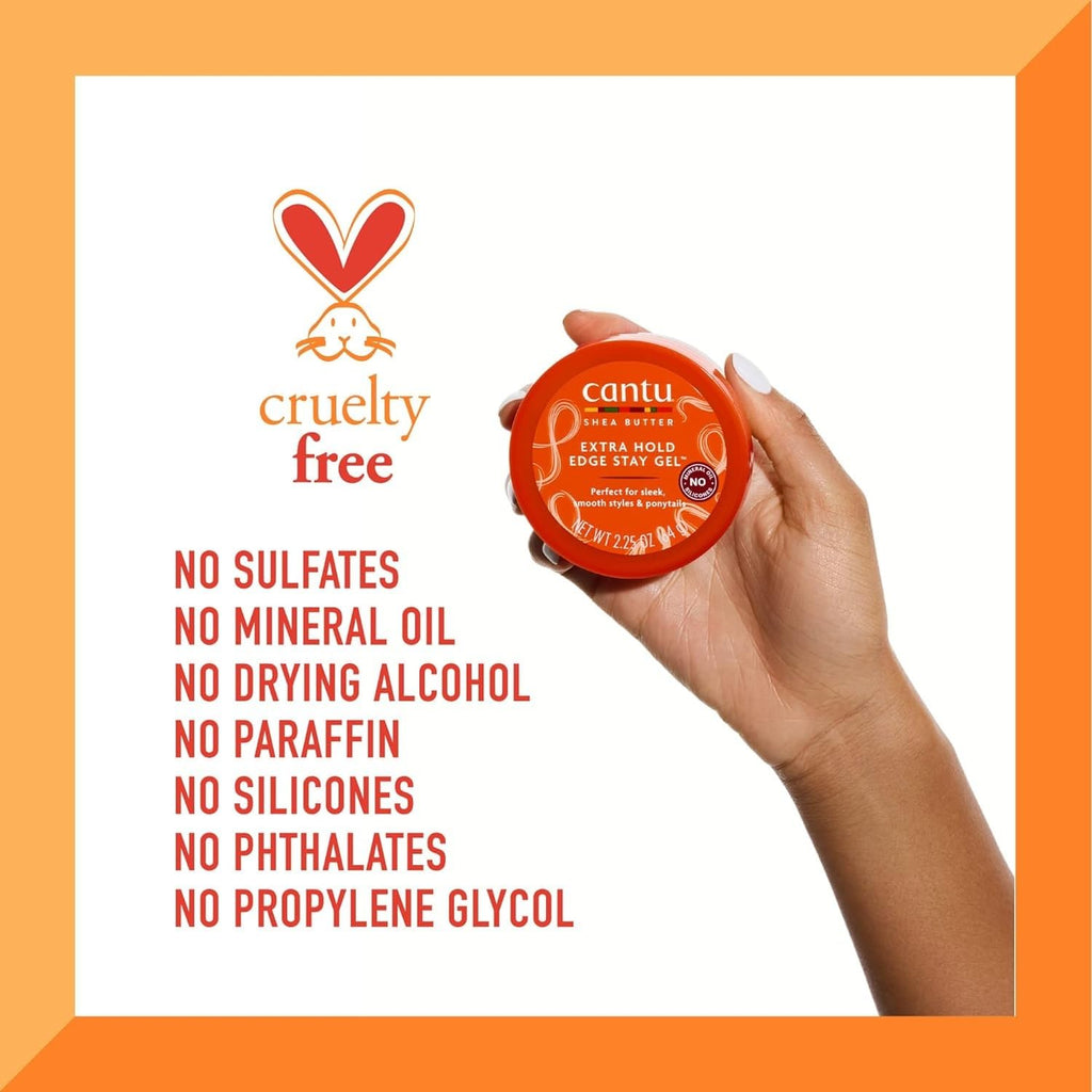 Cantu Extra Hold Edge Stay Gel with Shea Butter, 2.25 oz (Packaging May Vary) (Pack of 2)
