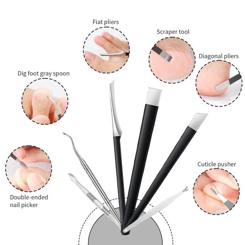 NOVANO Ingrown Toenail Removal Kit,Nail Treatment Foot Tool,Toenail Clippers for Seniors Thick Toenails,Professional Pedicure Tool,Large Toenail Clippers for Thick Nails 11Pcs