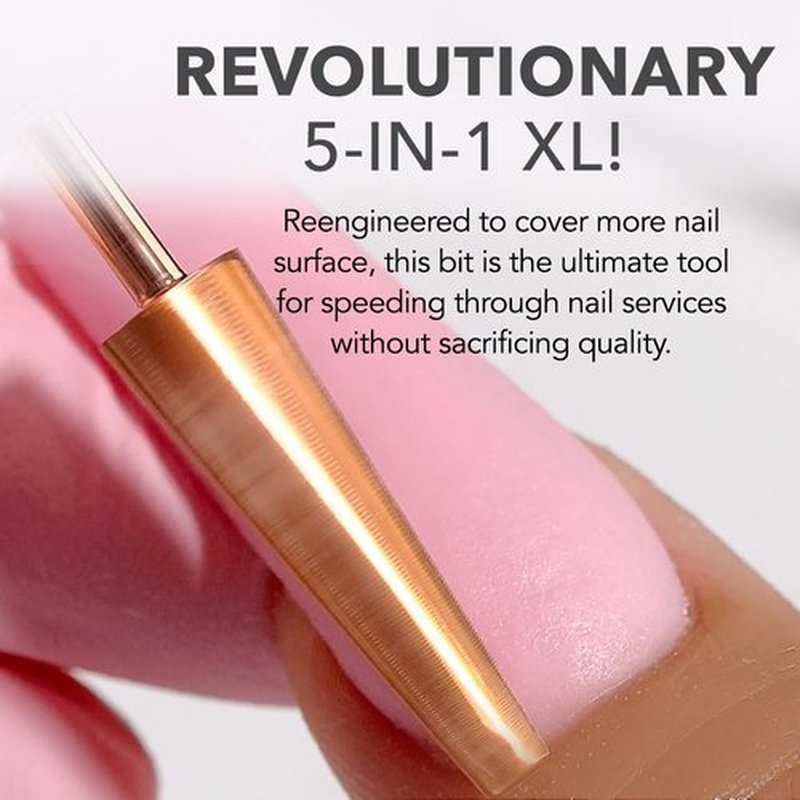 Kiara Sky XL 5-in-1 Course Nail Drill Bit | 3/32"" Carbide Extra Long Multi-use Bit | 2-way Rotate Left and Right Handed - Non Coated