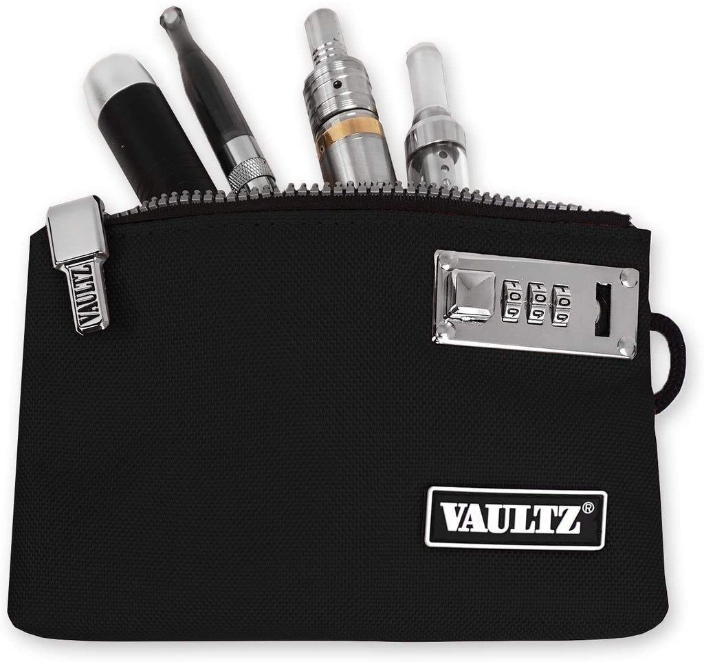 Vaultz Money Bag with Lock - 5 x 8 Inches, Men & Women's Locking Accessories Pouch for Cash, Bank Deposits, Wallet, Medicine, Phone and Credit Cards - Black