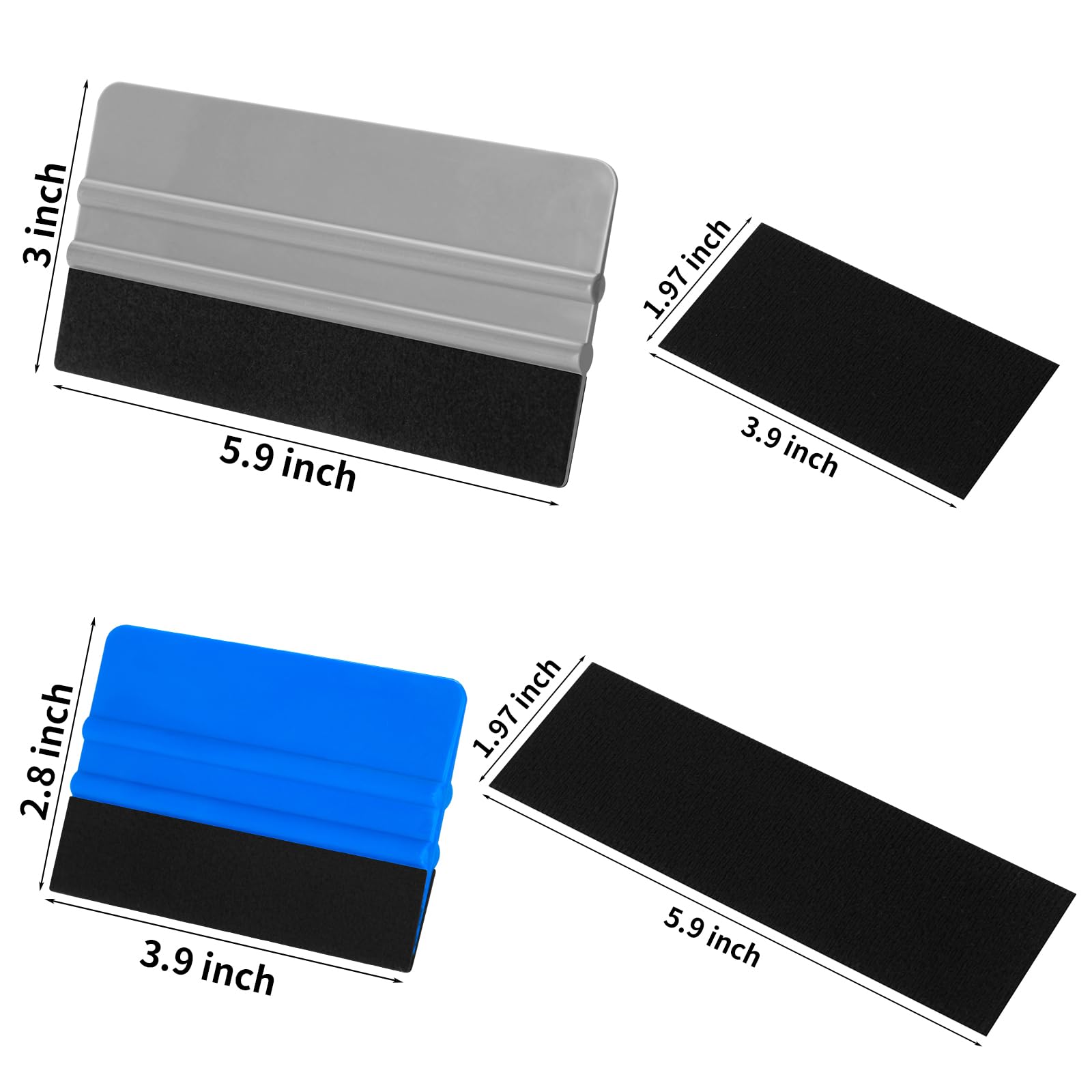 Arayker 20 Pack Vinyl Wrap Squeegee 4 Inch / 6 Inch Felt Edge Squeegee Window Film Tint Tool Decal Applicator Scraper Tool Wallpaper Smoothing Tool with 20 PCS Black Fabric Felt