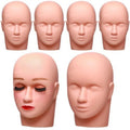 Reginary 6 Pcs Lash Mannequin Head Silicone Plastic Makeup Training Heads for Makeup Eyelash Grafting Massage and Esthetics Practice(White)
