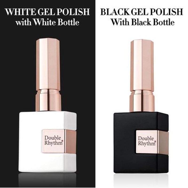 Double Rhythm UV Gel Polish Set - 2 Pcs 15ml Pure White & Black Nail Art Kit for DIY Salon Use