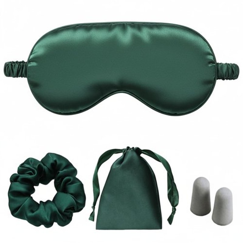 LCBD Silk Satin Sleeping Eye Mask, Green Sleep Eye Night Blindfold for Women and Men, Soft Breathable Blackout Eyeshade Eye Cover for Travel, Wedding Bridesmaid Gift
