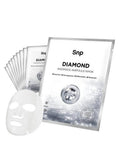 SNP 100% Diamond + 1000mg Hyaluronic Acid Sheet Mask | Tightening, Hydrating, and Nourishing with Real Diamonds for All Oily Skin Types | Korean Face Mask Skincare | Facial Moisturizing | 10 Sheets